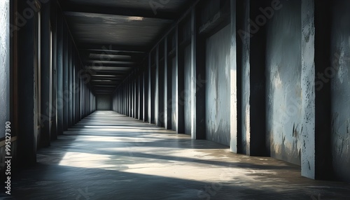 Mysterious and eerie dark corridor leading to the unknown