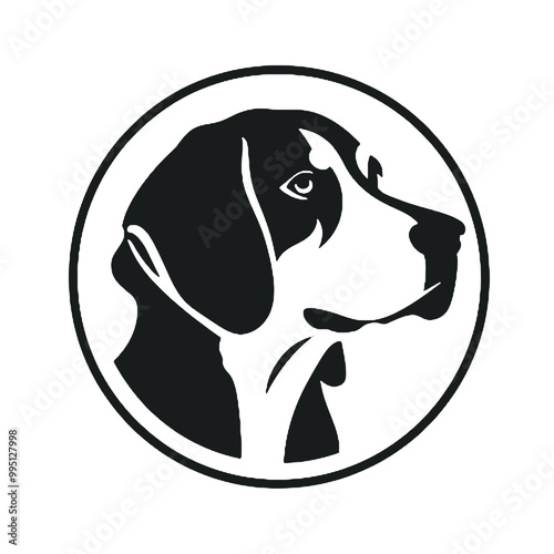 Detailed Beagle Silhouette Logo – Vector Art on Transparent Background, Ideal for Tattoo and Logo Creations