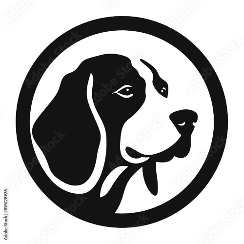 Charming Beagle Silhouette Logo – Vector Illustration on Transparent Background for Branding and Tattoo Design