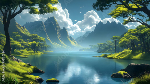 Tranquil Lake Surrounded by...