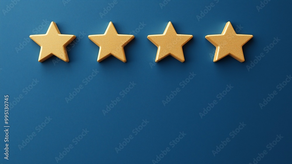 Four Gold Stars on Blue Background Four Gold Stars on Blue Background