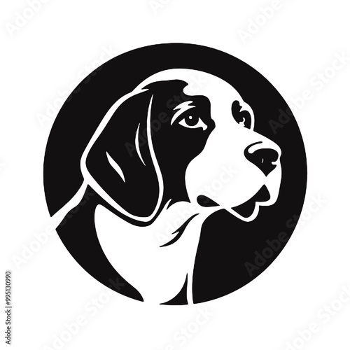 Artistic Beagle Badge Silhouette – Vector Illustration on Transparent Background for Tattoo Art