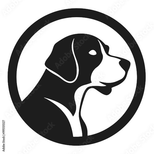 Elegant Beagle Badge Logo – Silhouette Vector Illustration with Transparent Background for Branding