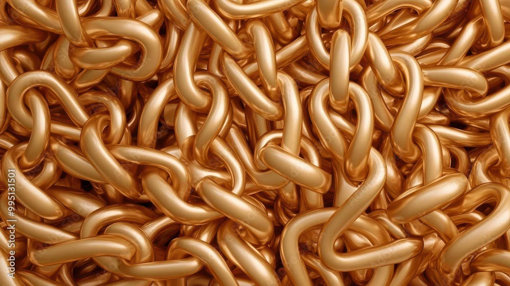 A close-up image of interlocking golden chains arranged in a chaotic yet textured pattern, showcasing their shiny metallic surface. A close-up image of interlocking golden chains arranged in a chaotic yet textured pattern, showcasing their shiny metallic surface.