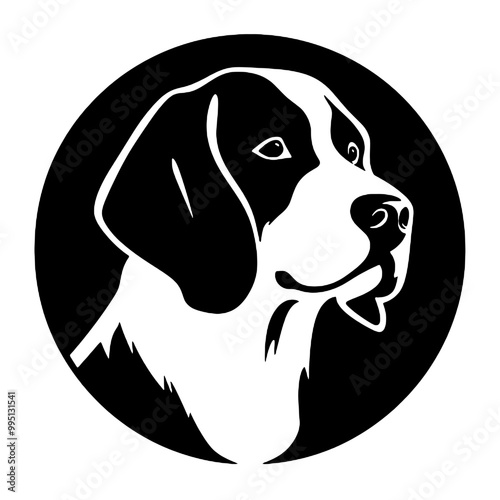 Beagle Badge Silhouette Logo – Vector Graphic on Transparent Background for Custom Logos and Tattoos