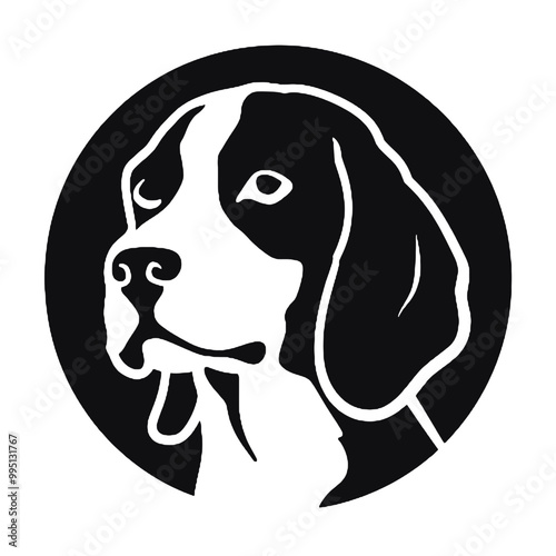 Beagle Silhouette Badge Logo – Vector Illustration for Transparent Background, Perfect for Tattoo Designs