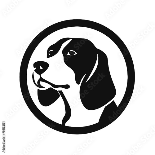 Minimalist Beagle Badge Silhouette – Vector Illustration on Transparent Background for Logos and Tattoos