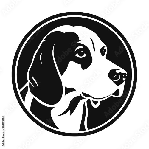 Minimalist Beagle Badge Silhouette – Vector Illustration on Transparent Background for Logos and Tattoos