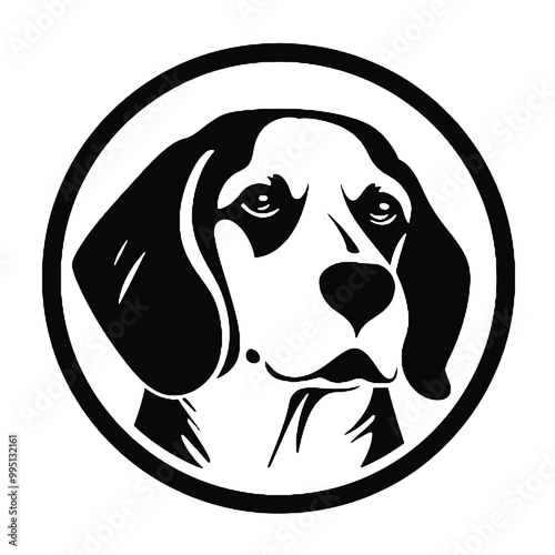 Minimalist Beagle Badge Silhouette – Vector Illustration on Transparent Background for Logos and Tattoos