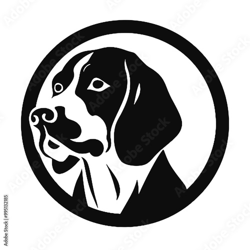 Minimalist Beagle Badge Silhouette – Vector Illustration on Transparent Background for Logos and Tattoos