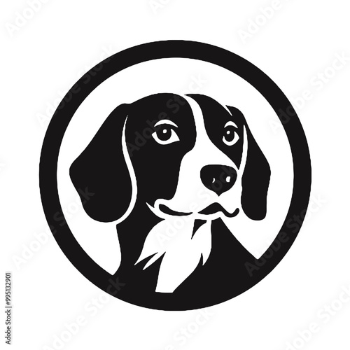 Beagle Badge Logo Silhouette – Transparent Background Vector Art for Logos and Tattoo Designs