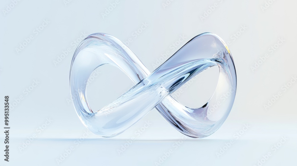 A Transparent Glass Infinity Symbol Against a White Background