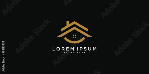 House logo design with creative modern outline concept. Premium Vector