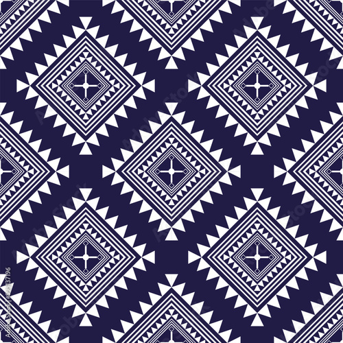 Geometric blue and white vintage Thai abstract tribal seamless