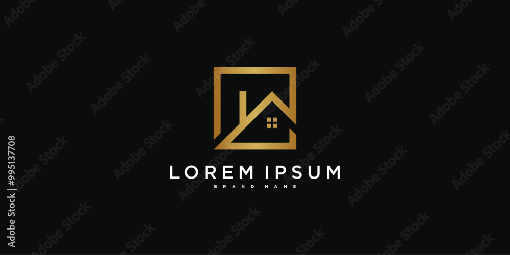 Fototapeta premium House logo design with creative modern outline concept. Premium Vector