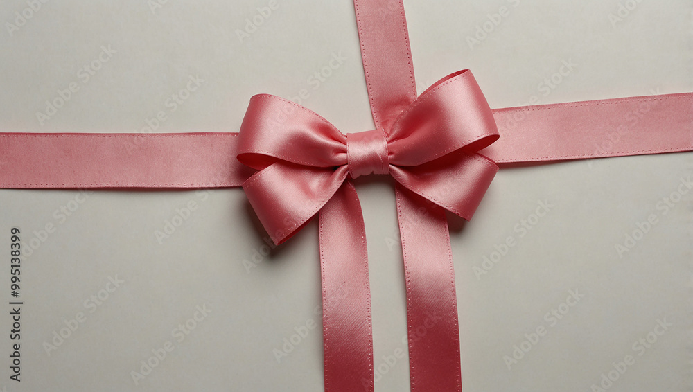 Breast cancer awareness. A pale pink satin ribbon bow sits on a pale pink surface. Breast cancer awareness. A pale pink satin ribbon bow sits on a pale pink surface.