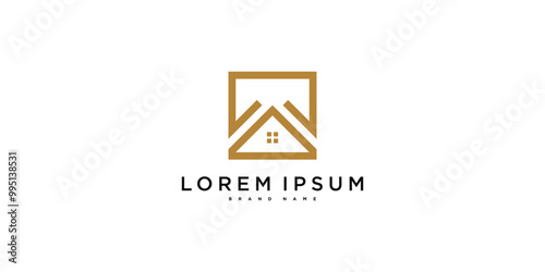 House logo design with creative modern outline concept. Premium Vector