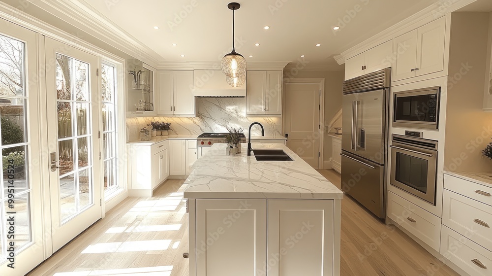 Modern and luxurious White Kitchen in an Estate House Modern and luxurious White Kitchen in an Estate House