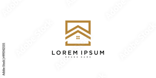 House logo design with creative modern outline concept. Premium Vector
