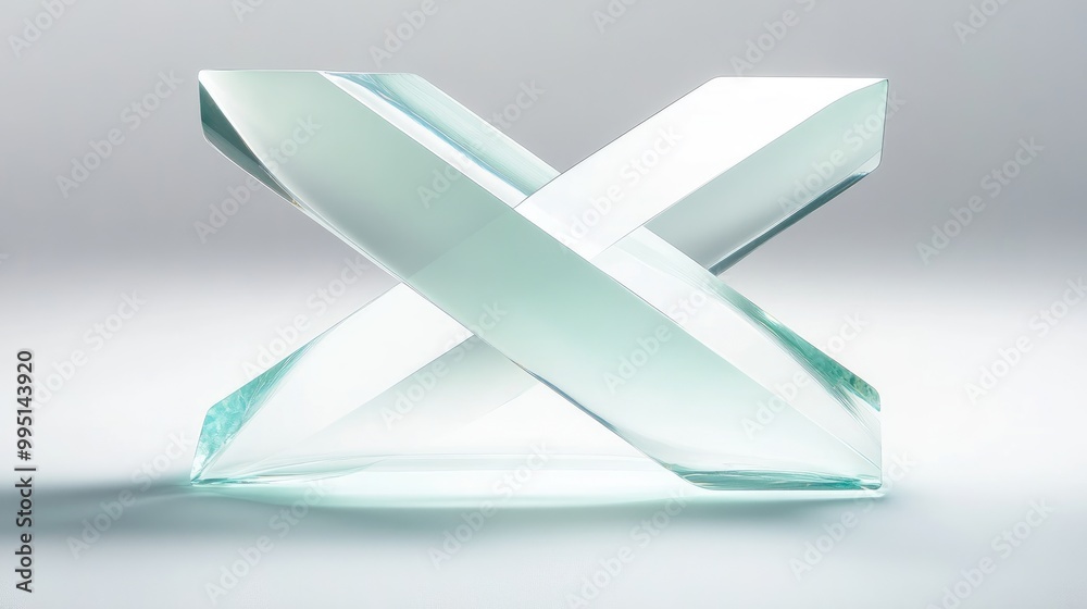 A Transparent Glass Sculpture in the Form of an X