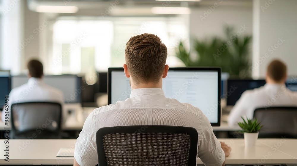 Group of professionals in an open office space Group of professionals in an open office space