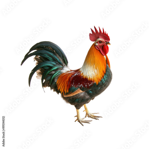 Wallpaper Mural Rooster with Colorful Feathers Isolated on White Background Torontodigital.ca