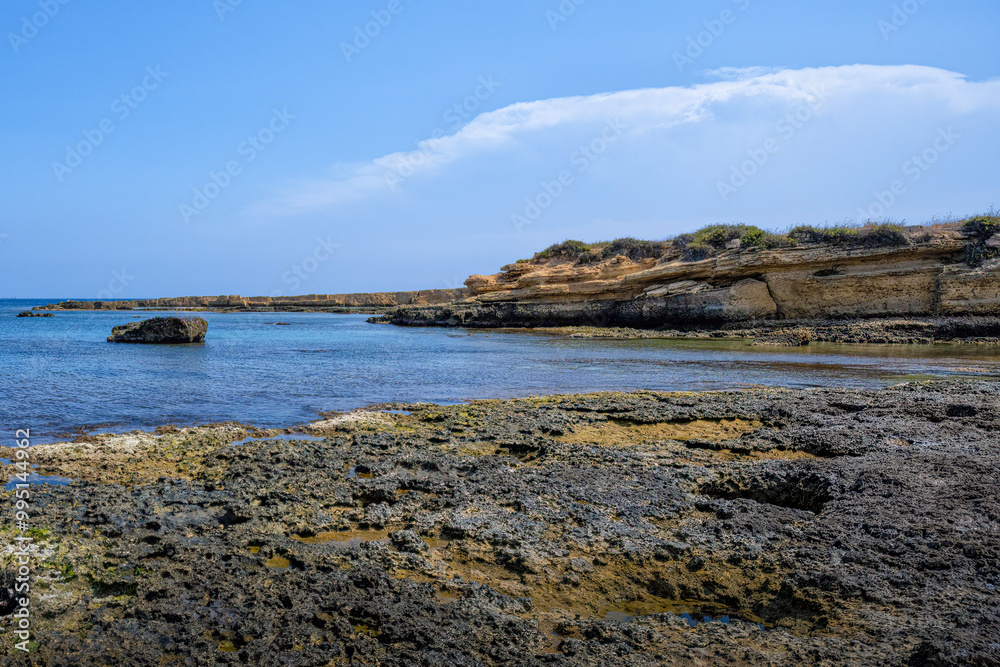 The blue water of the sea in the Plemmirio natural reserve in Sicily The blue water of the sea in the Plemmirio natural reserve in Sicily