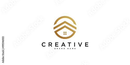 House logo design with creative modern outline concept. Premium Vector