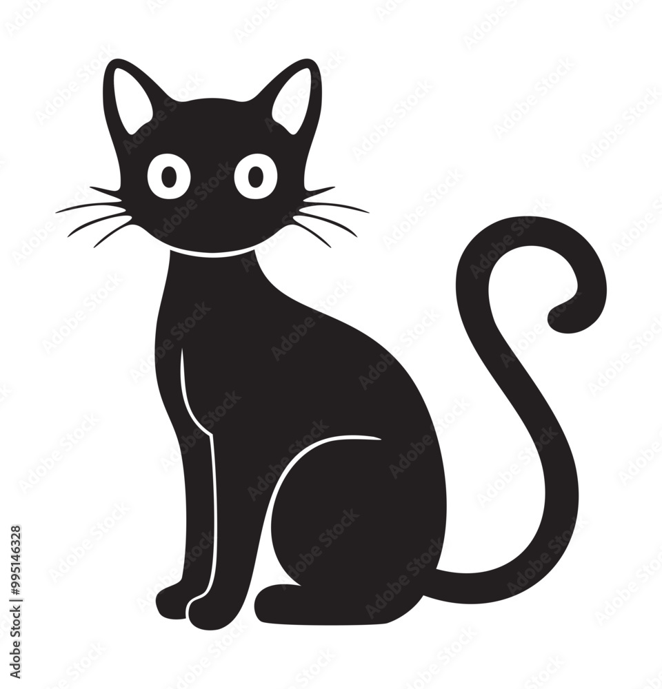 Black cat sitting isolated vector illustration Black cat sitting isolated vector illustration