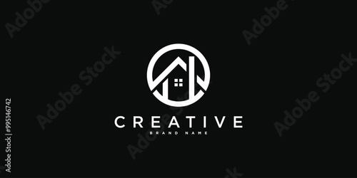 House logo design with creative modern outline concept. Premium Vector
