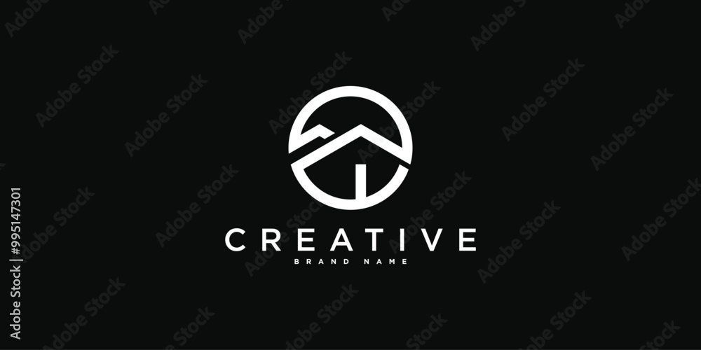 Fototapeta premium House logo design with creative modern outline concept. Premium Vector