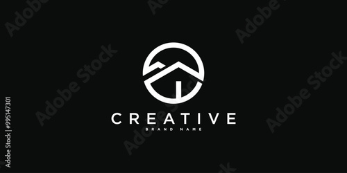 House logo design with creative modern outline concept. Premium Vector