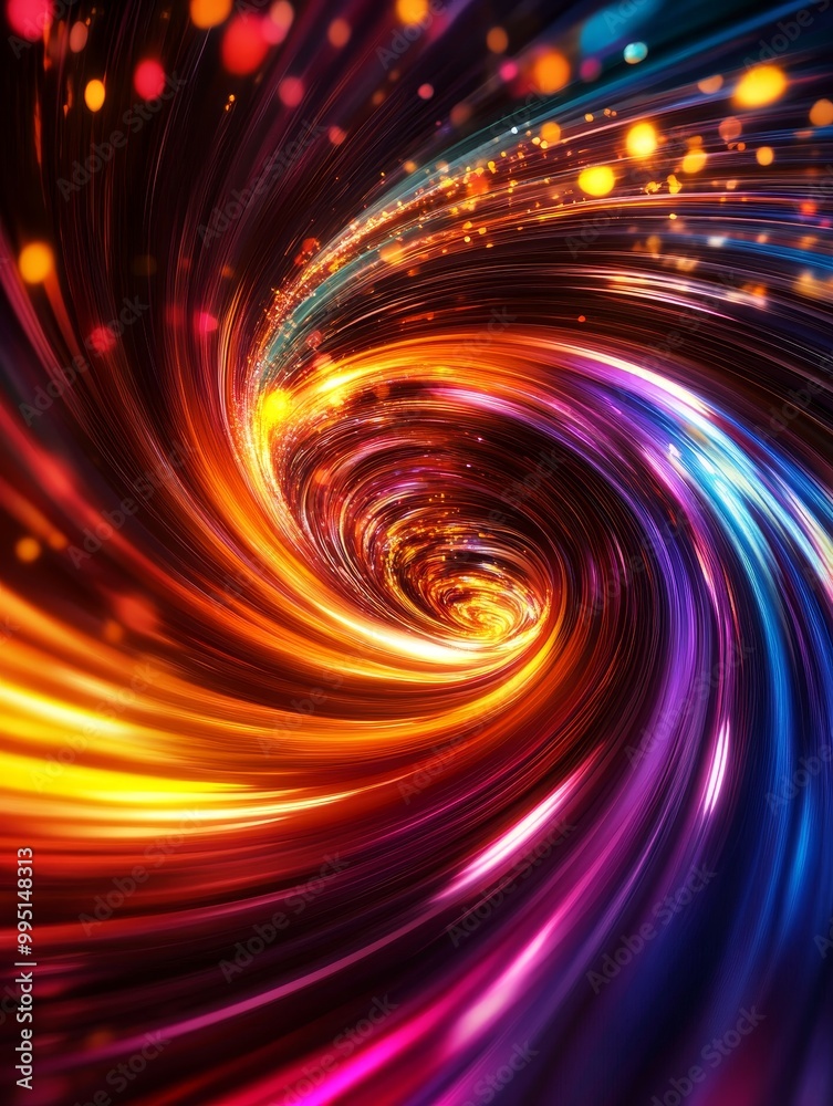 Obraz premium A swirling vortex of light and color, representing the flow of energy, the passage of time, and the interconnectedness of all things.
