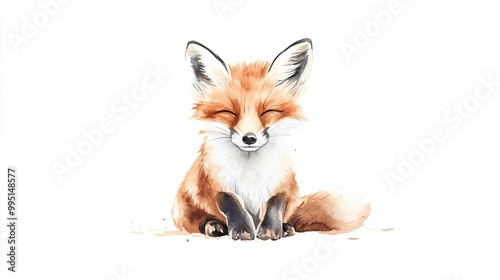 Wallpaper Mural Cute watercolor illustration of a smiling fox Torontodigital.ca