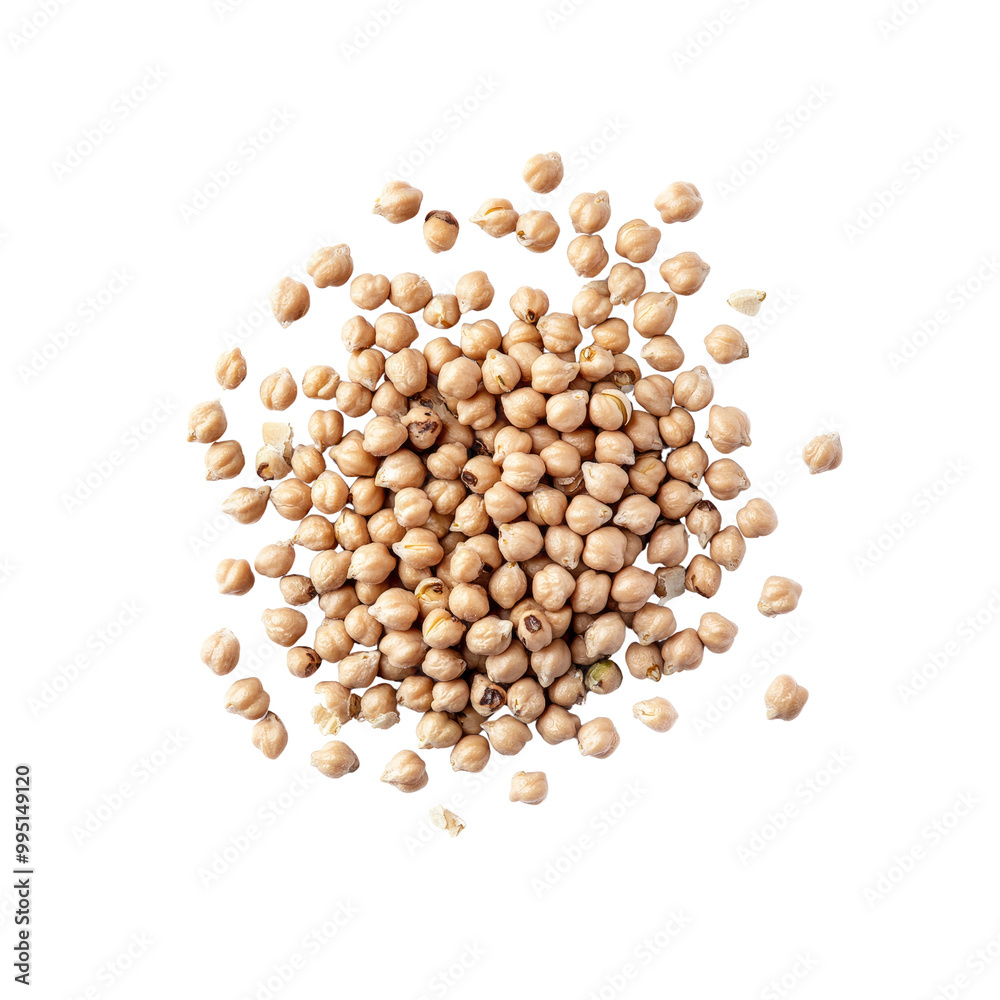 Raw Chickpeas - Garbanzo Beans - Top View Isolated on White Background Raw Chickpeas - Garbanzo Beans - Top View Isolated on White Background