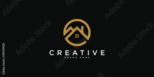House logo design with creative modern outline concept. Premium Vector