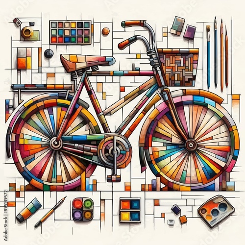 Stylized drawing of a bicycle. JPEG version. photo