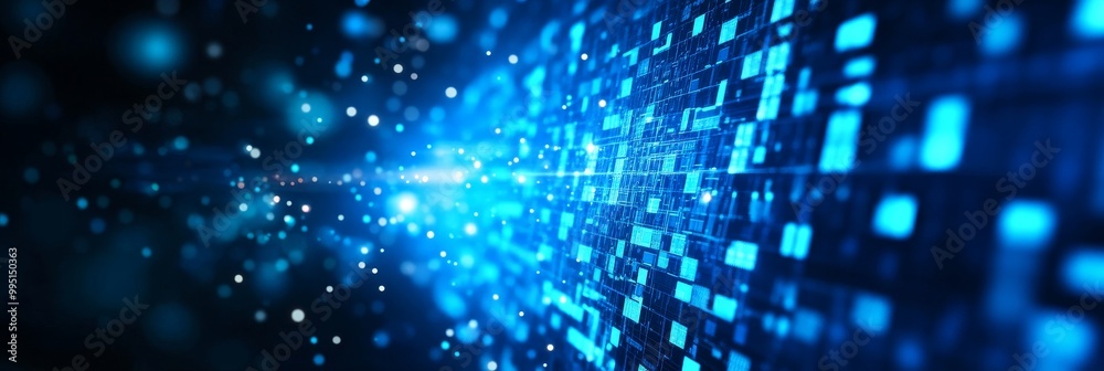 Abstract blue background with digital data flow, representing technology, innovation, future, connection, and speed. Abstract blue background with digital data flow, representing technology, innovation, future, connection, and speed.