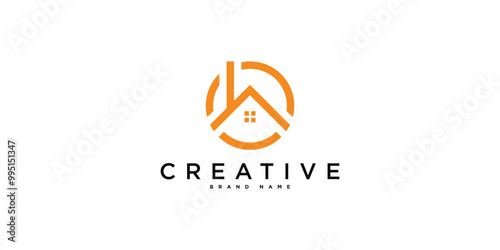 House logo design with creative modern outline concept. Premium Vector