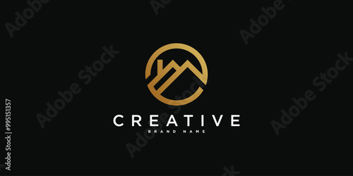 House logo design with creative modern outline concept. Premium Vector