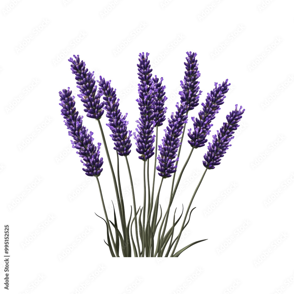 Fototapeta premium Blooming Lavender Flowers Bouquet Isolated on White Background