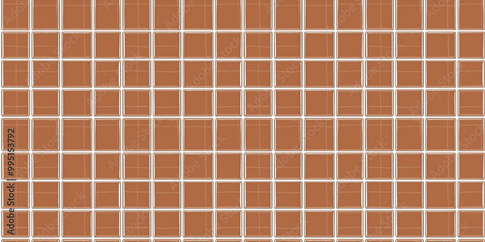 Fototapeta premium a seamless pattern of perfectly square, glossy soft cinnamon tiles with white grout