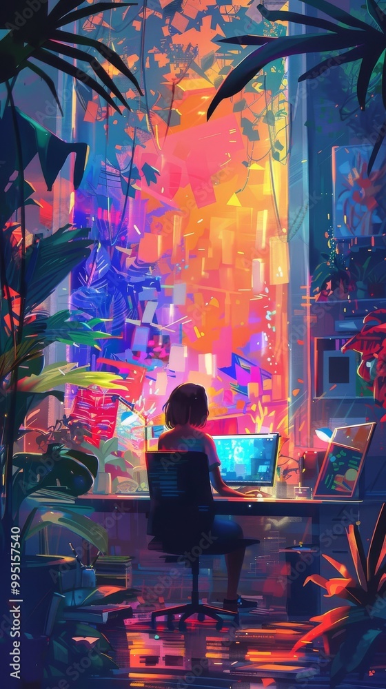 Lofi scene featuring colorful abstract combinations. Lofi scene featuring colorful abstract combinations.