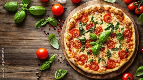 Delicious Margherita Pizza with Fresh Basil and Cherry Tomatoes