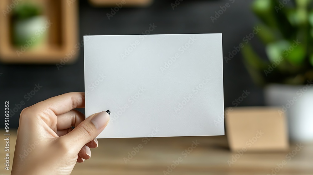 Blank Card Held by Hand in a Natural Setting Blank Card Held by Hand in a Natural Setting