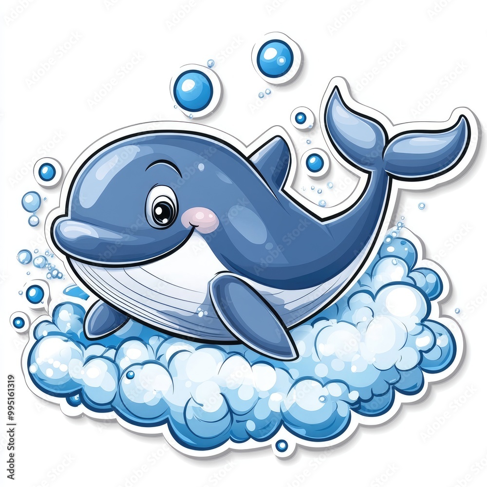 Naklejka premium Smiling Whale Sticker – A Fun Addition to Playful Decor Themes