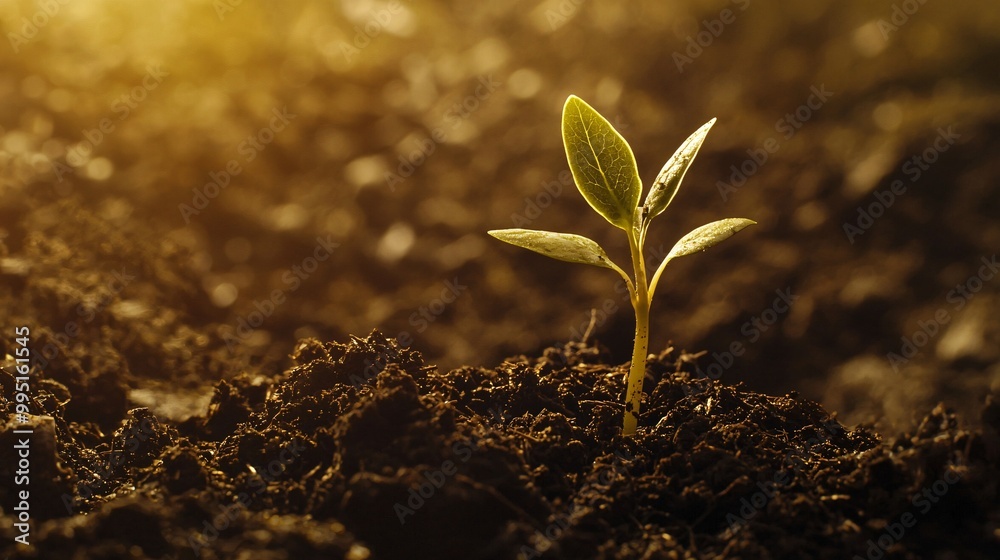 A vibrant sprout breaks through fertile earth, embodying the essence of growth and fresh starts in a harmonious, earthy palette. A vibrant sprout breaks through fertile earth, embodying the essence of growth and fresh starts in a harmonious, earthy palette.