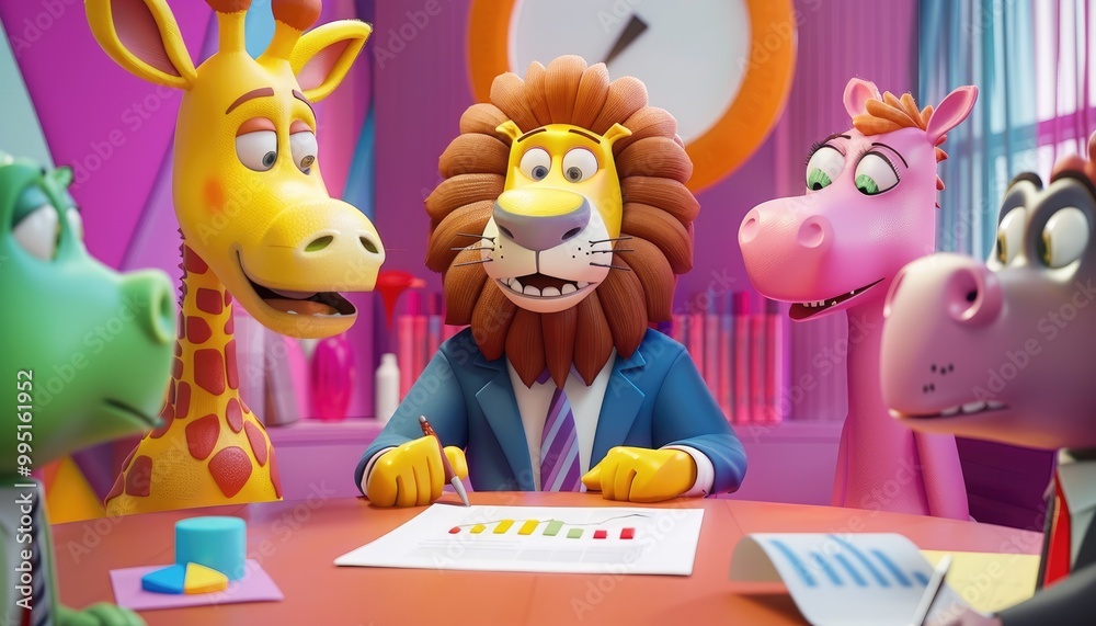 Fototapeta premium Animated Animals Business Meeting