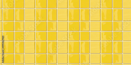 a seamless pattern of perfectly square, glossy yellow tiles with white grout in a clean, modern aesthetic