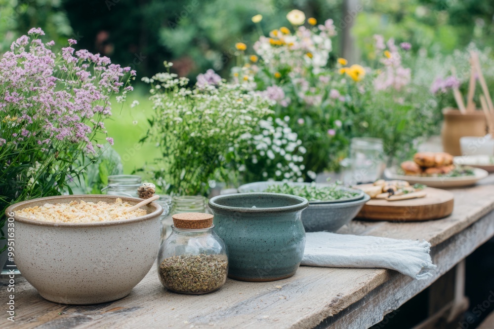 A workshop on making herbal remedies using plants from the garden. Participants learn to create natural remedies while A workshop on making herbal remedies using plants from the garden. Participants learn to create natural remedies while